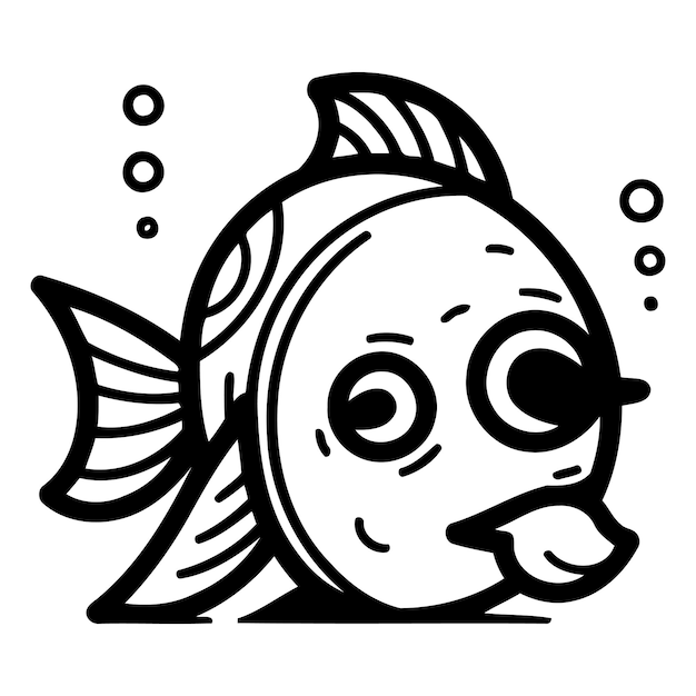 Cartoon fish character Vector illustration of funny cartoon fish character