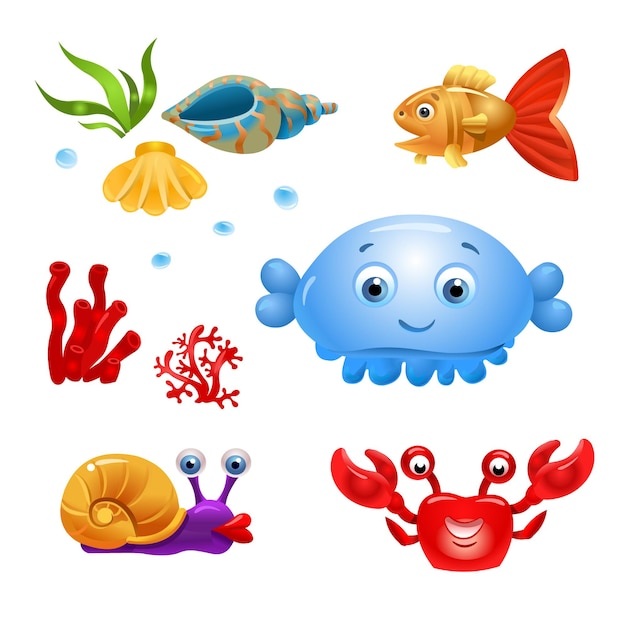 Cartoon fish characters Isolated