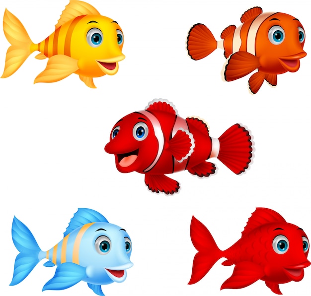 Vector cartoon fish collection set