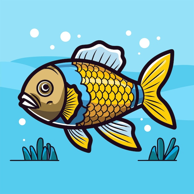 Cartoon fish underwater vector illustration
