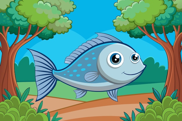 Vector a cartoon fish with the eyes and eyes