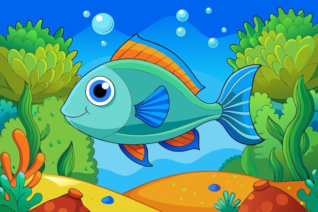 Vector a cartoon fish with a fish in the water