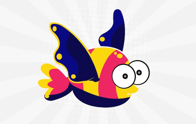 A cartoon fish with two eyes and a big smile on the bottom.