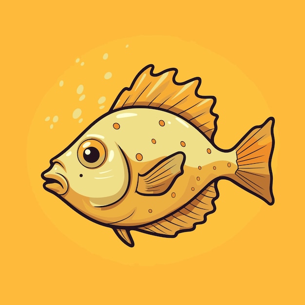 A cartoon fish with a yellow background