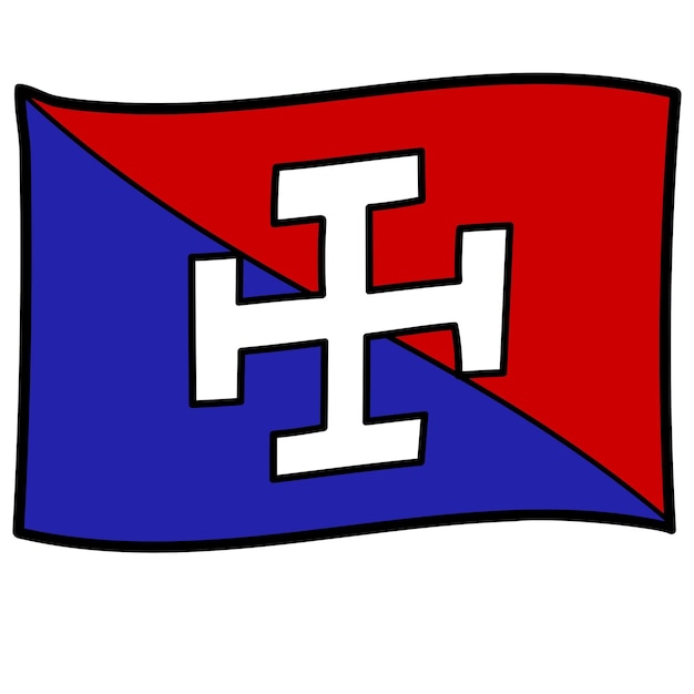 a cartoon of a flag with a cross on it