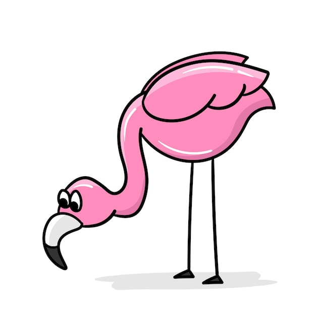 Cartoon flamingo Cute pink flamingo Cartoon sticker thick outline