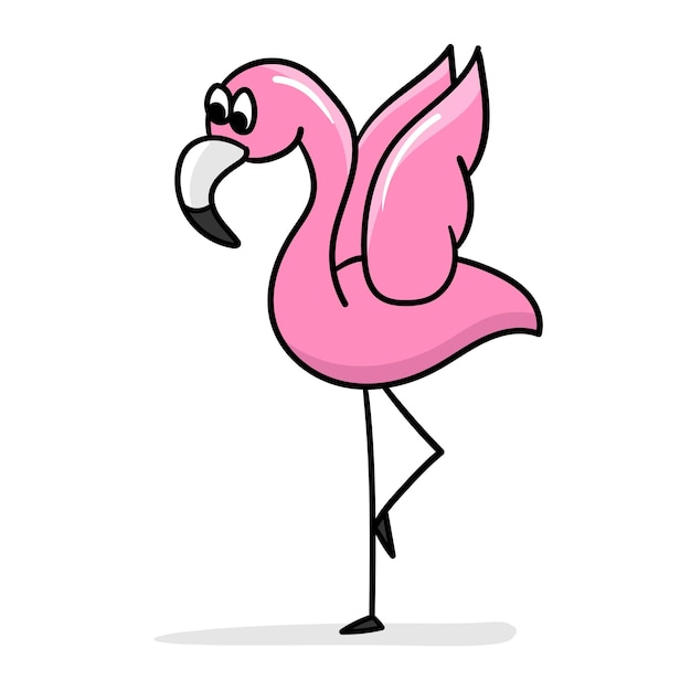 Cartoon flamingo Cute pink flamingo Cartoon sticker thick outline