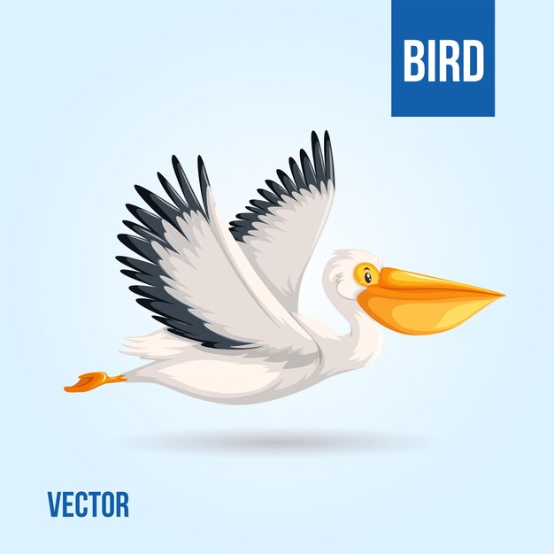 Cartoon flat blue background bird