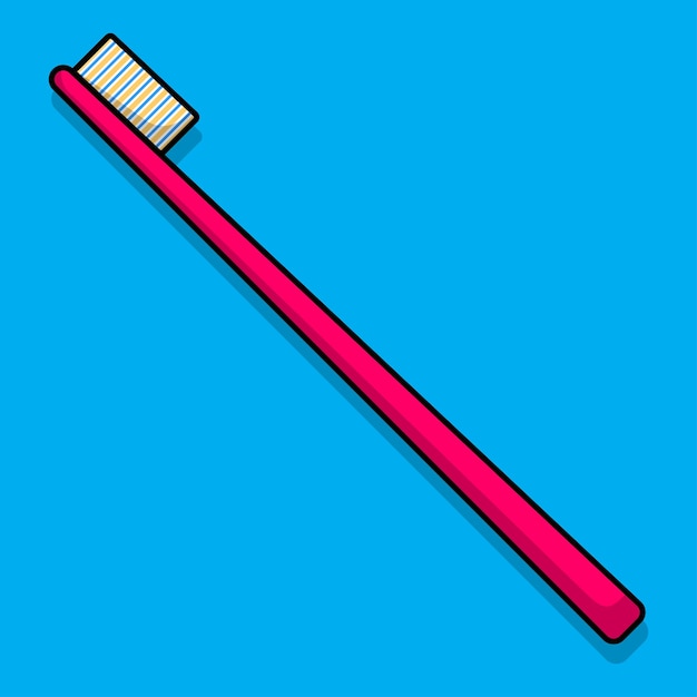 Cartoon flat illustration of a red toothbrush Vector illustration