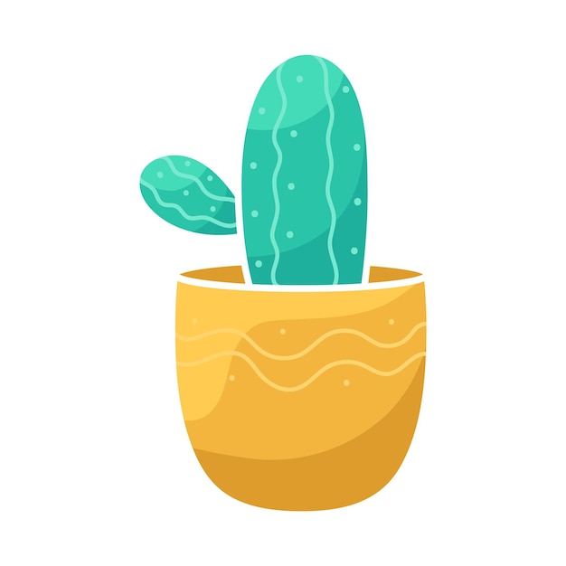 Cartoon flat indoor plant cactus in a pot for sticker design seed packaging flower shop logo