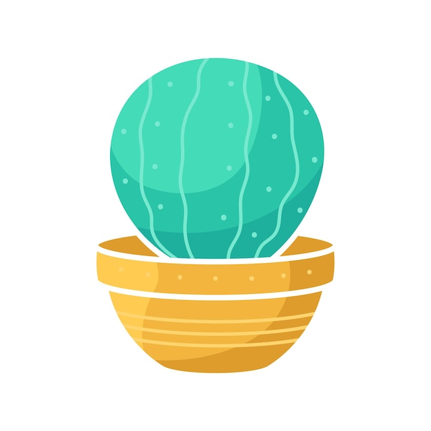 Cartoon flat indoor plant cactus in a pot for sticker design seed packaging flower shop logo