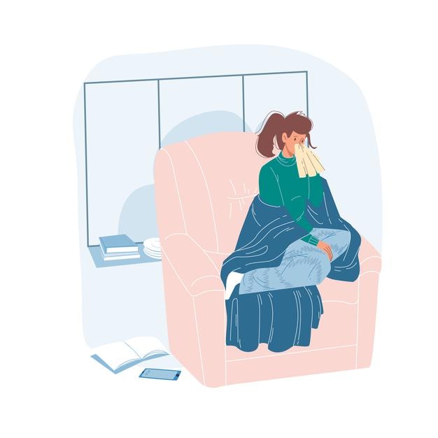 cartoon flat patient character ill