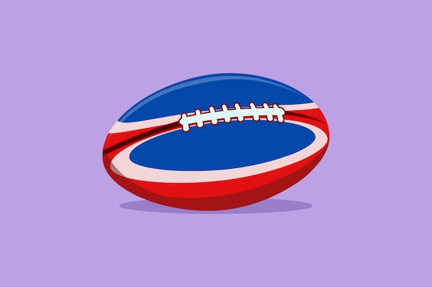 Vettore disegno in stile piatto del fumetto pallone da football americano sport di rugby simbolo dell'icona del logo del football americano stilizzato colore marrone con punti di strisce di spazio negativo bianco illustrazione vettoriale di progettazione grafica