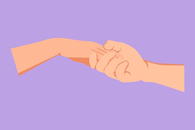 Вектор Мультяшный плоский рисунок романтического мужчины и женщины, держащихся за руки друг с другом знак или символ любви заботливые дружеские отношения жесты рук общение графический дизайн векторная иллюстрация