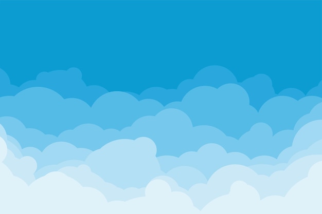 Cartoon flat style white clouds on blue