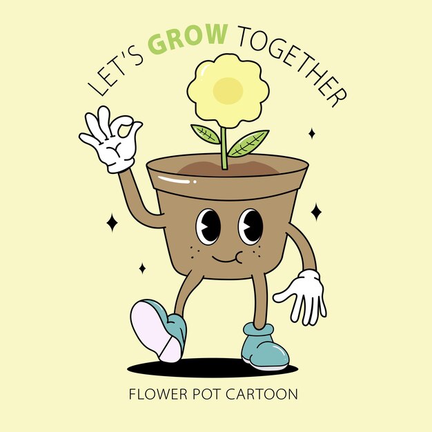 Premium Vector | Cartoon flower pot vector