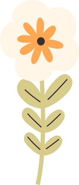 Vector cartoon flower on stem