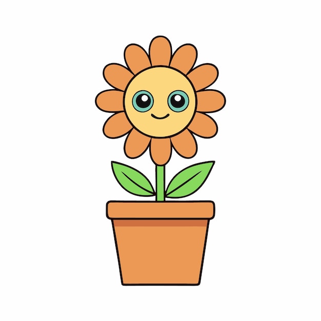 a cartoon of a flower with a face that says happy