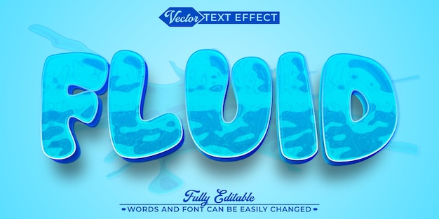 Vector cartoon fluid water vector editable text effect template