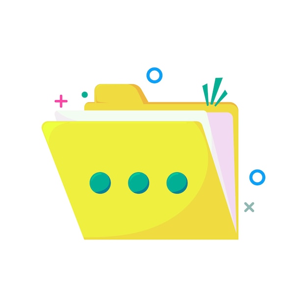 Cartoon folder icon in yellow color for UIUX or digital file management theme