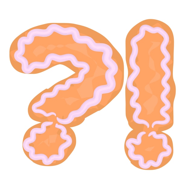 Cartoon font punctuation mark christmas ginger cookies with pink icing