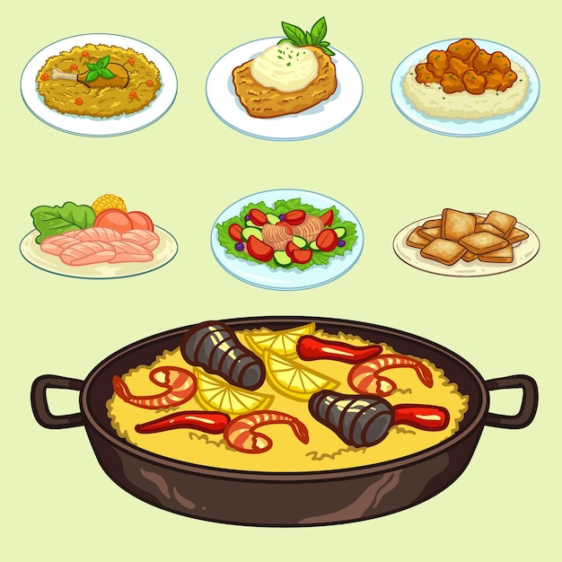 Vector cartoon food plate vector illustration