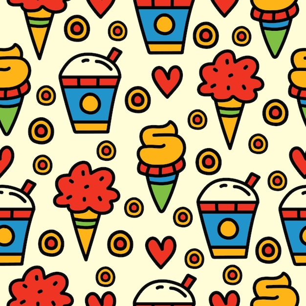 Seamless pattern di cibo dei cartoni animati