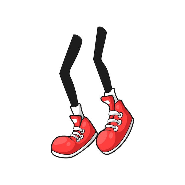 Cartoon foot isolated legs in red sportive skaters