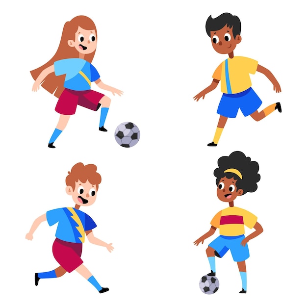 Vector cartoon football players collection