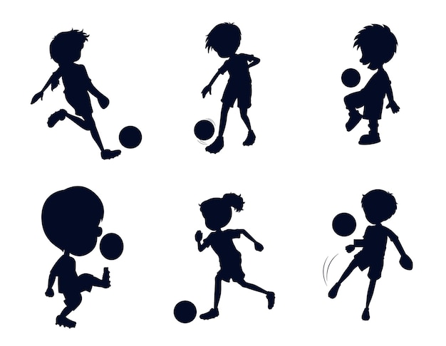 Cartoon football players isolated vector silhouette