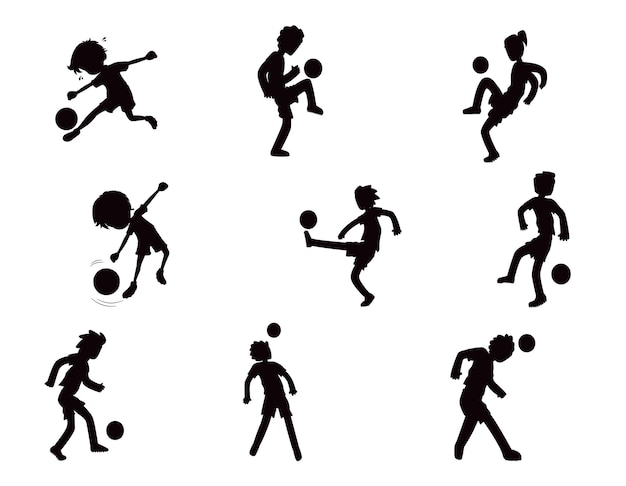 Cartoon Football Players isolated vector Silhouette