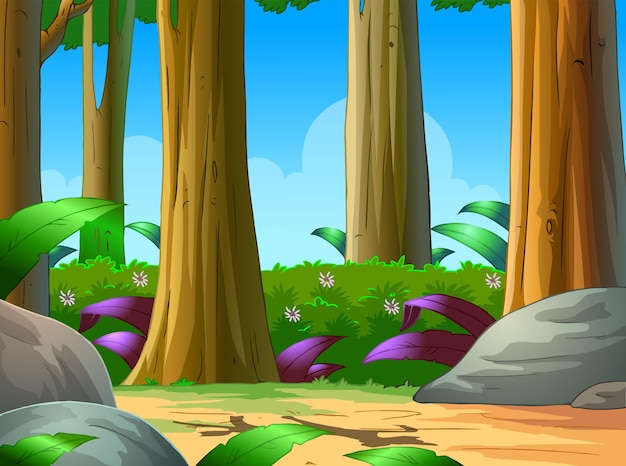 Vector cartoon forest background