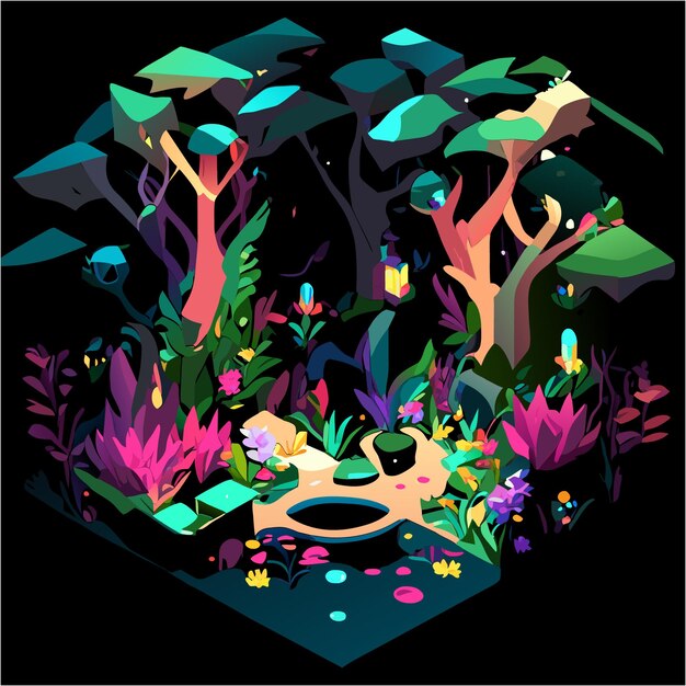 Vector cartoon forest of fantasy