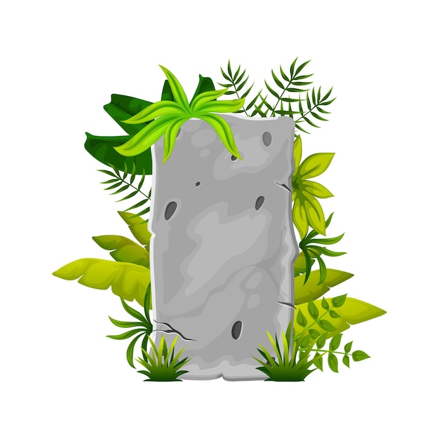 Cartoon forest jungle liana rock and stone panel