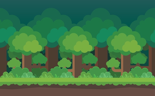 Vector cartoon forest seamless background elements for mobile games