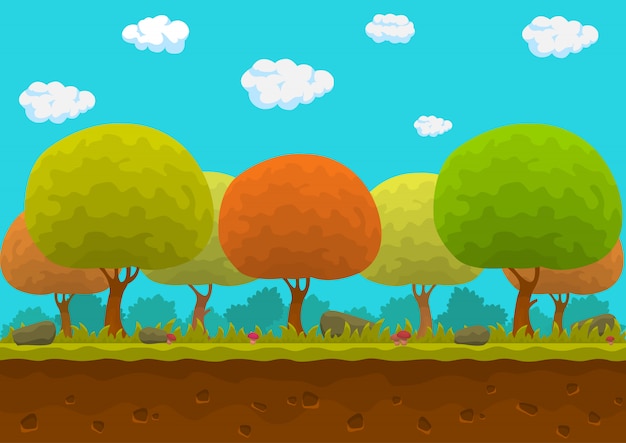 Cartoon forest seamless landscape