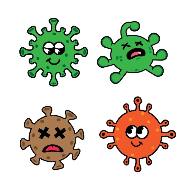 Vector a cartoon of the four different viruses