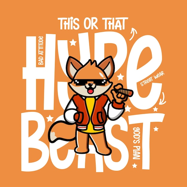 Cartoon fox hypebeast tshirt Design