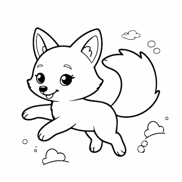 Cartoon Fox illustration for coloring book