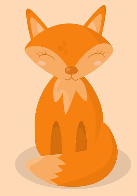 cartoon fox isolated on beige background