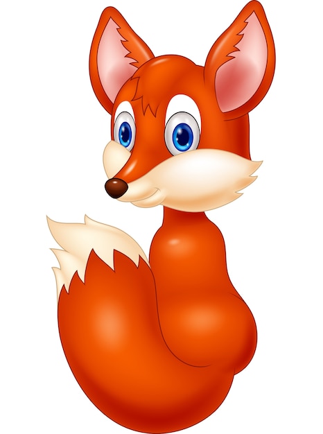 Cartoon fox look back