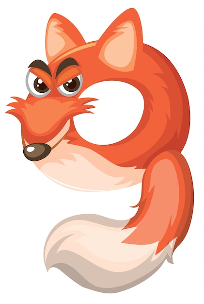 Vector cartoon fox number nine