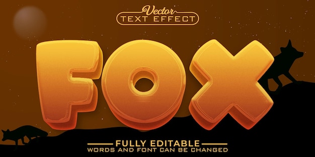 Cartoon Fox Vector bewerkbare teksteffectsjabloon
