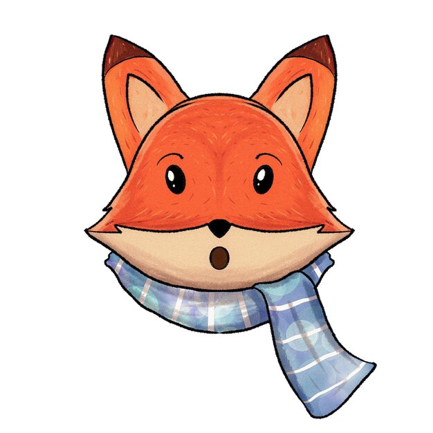 Vector cartoon fox viert kerst achtergrond fox hoofd draagt een sjaal tijdens de winter en sneeuw schattig