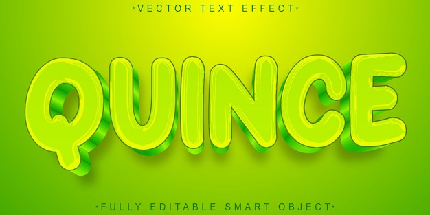 Cartoon Fresh Fruit Quince Vector Volledig bewerkbaar Smart Object Teksteffect