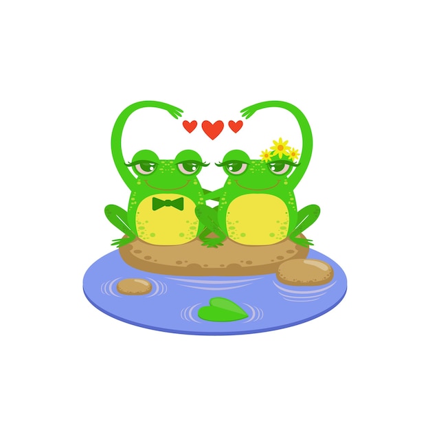 Vector cartoon frog character couple