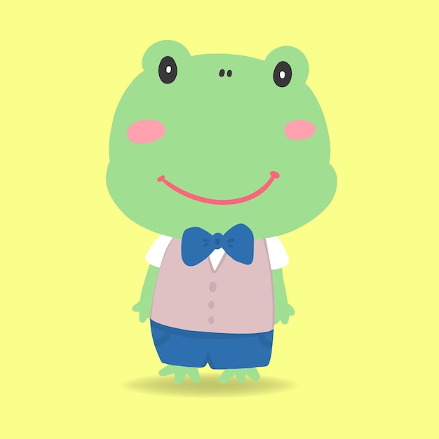 Cartoon frog character wearing shirt