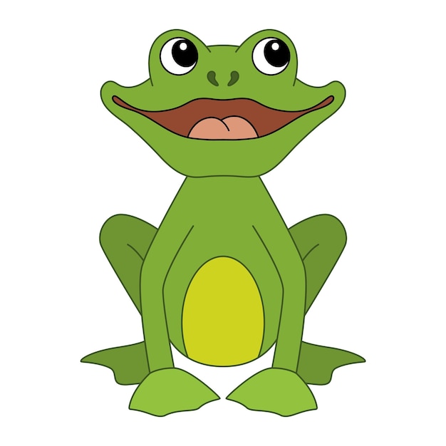 Cartoon frog. Green vector frog icon.