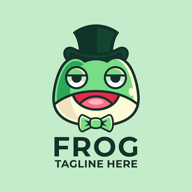 Cartoon frog logo design template