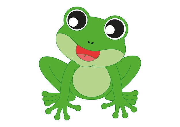 Cartoon Frog who sings Vector Illustration of Green Frog